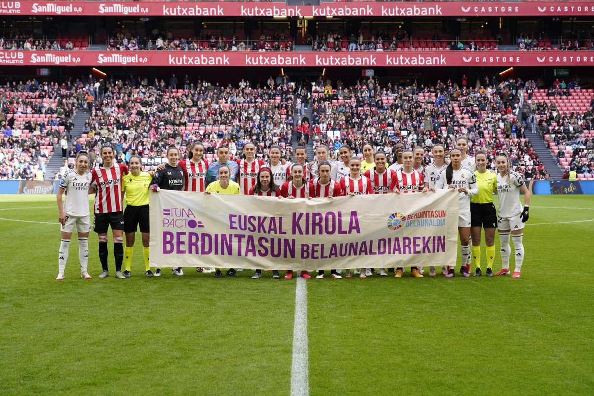 ✊ Euskal Kirola Berdintasun Belaunaldiarekin!

🟣 En materia de igualdad sólo hay un color.

<a href="/emakundEJGV/">Emakunde</a> I #AthleticRealMadrid #AthleticClubFem 🦁