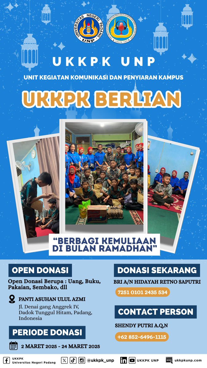 Hai Intelektual Muda👋

Kita lagi Open Donasi Panti Asuhan UKKPK BERLIAN "Berbagi Kemuliaan di Bulan Ramadhan" loh intelektual Muda

Open Donasi : Uang, Buku, Pakaian, Sembako, dll

Donasi dapat disalurkan melalui : BRI - A/N HIDAYAH RETNO SAPUTRI 
7251 0101
