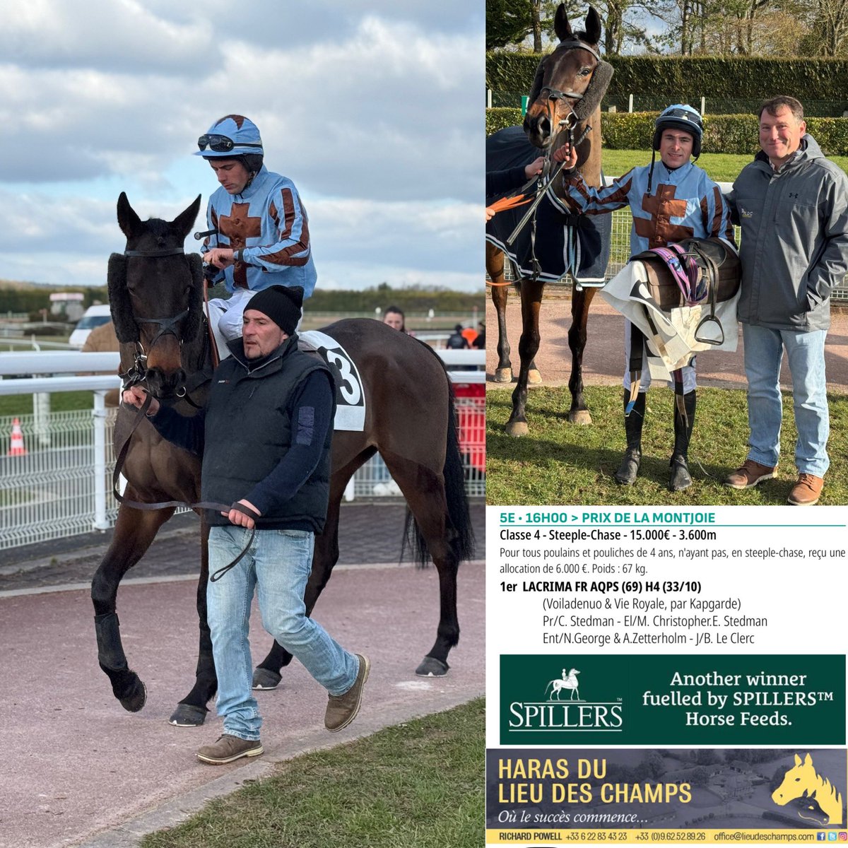 🏆LACRIMA wins for Chase debut Prix de La Montjoie at Argentan 🇫🇷 for owner/breeder CE Stedman 

Bravo 👏🏻