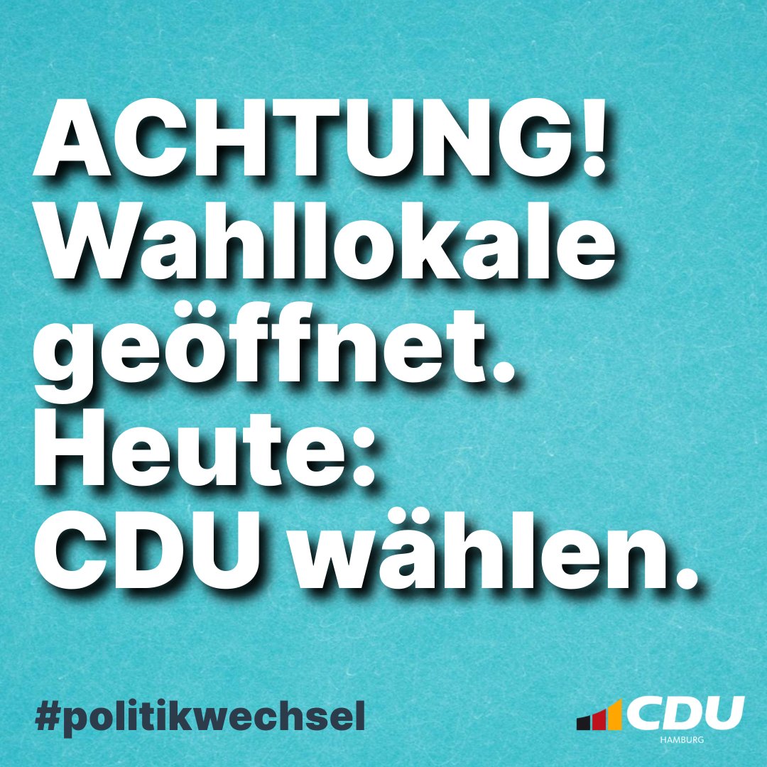 CDU Hamburg (@cdu_hamburg) on Twitter photo Heute <a href="/DennisThering/">Dennis Thering</a> und die <a href="/CDU_Hamburg/">CDU Hamburg</a> wählen! Hamburg hat einen Politikwechsel verdient! Heute <a href="/DennisThering/">Dennis Thering</a> und die <a href="/CDU_Hamburg/">CDU Hamburg</a> wählen! Hamburg hat einen Politikwechsel verdient!