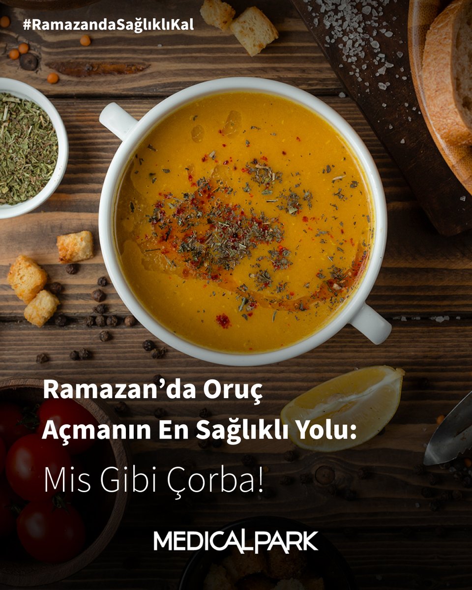 Gün boyu süren açlığın ardından, mideye yumuşak bir başlangıç yapmak ister misiniz?
Tam da bu yüzden çorba, Ramazan sofralarının vazgeçilmezi! 

#medicalpark #herkesiçinsağlık
