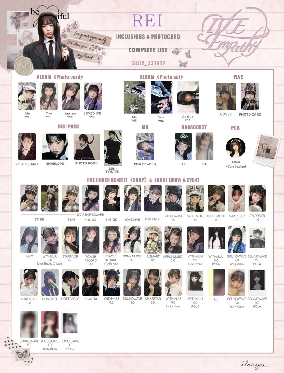 IVE EMPATHY】 封入&特典 トレカ 一覧 🌼Complete List ver.➉