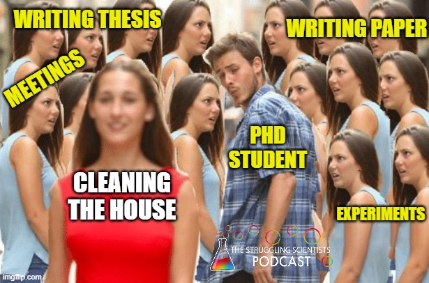 We've all been there... the kitchen needs to be cleaned otherwise I can't work on my paper 🙄