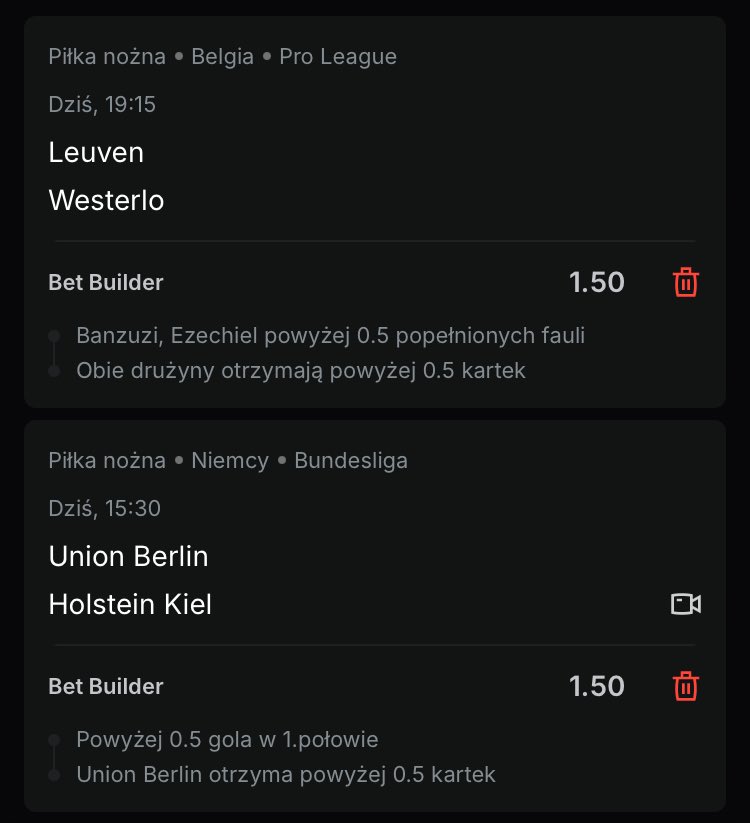 Wstajesz i Kupon ☀️

🔗 superbet.onelink.me/Tegf/qf4hyc42

Jeśli kupon siądzie to dla dwóch osób, które zostawią ❤️🔀 poleci po 50 PLN 💸

Więcej typów znajdziesz tutaj:

⭐️t.me/patrykxzt

Zapraszam do lektury ⬇️

Leuven - Westerlo 🇧🇪

Ezechiel Banzuzi powyżej 0.5 fauli 📊