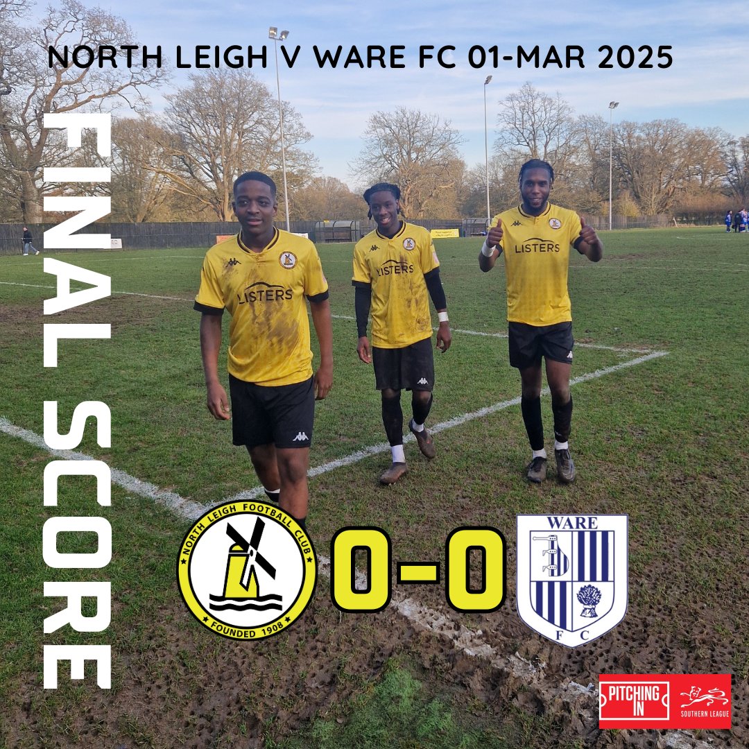 Another battling performance as the points are shared at Eynsham park, North leigh 0-0 Ware FC. Great attitude shown once again by the whole squad, really great to see the togetherness Morgan and his team have. Onward to Tuesday night at home again against AFC Dunstable.