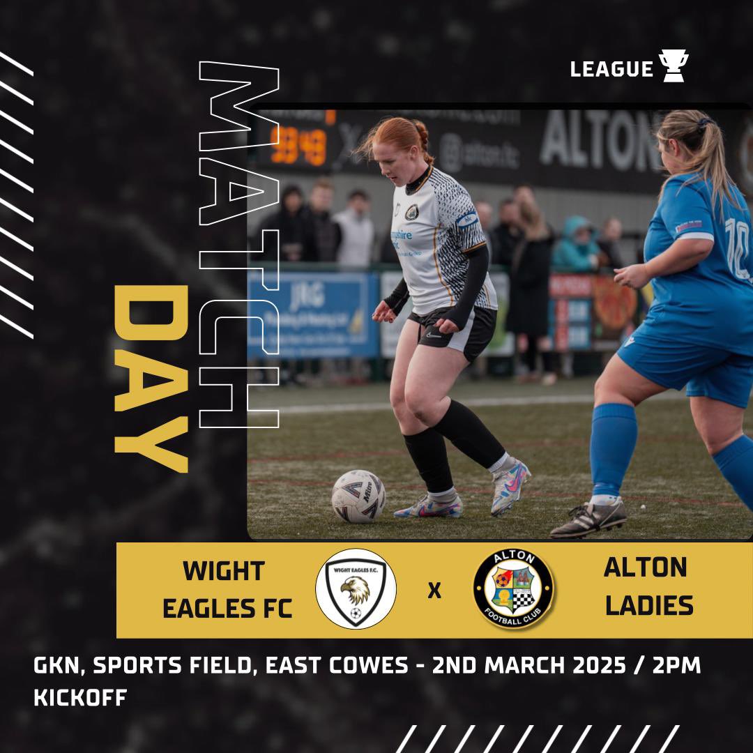 Good luck everyone ⚽️ 

📆 Sunday 2nd March 2025
🆚 Wight Eagles 
⚽️ League 
🕦 2pm KO 
🏟 GKN Sports field East Cowes , Isle of Wight
