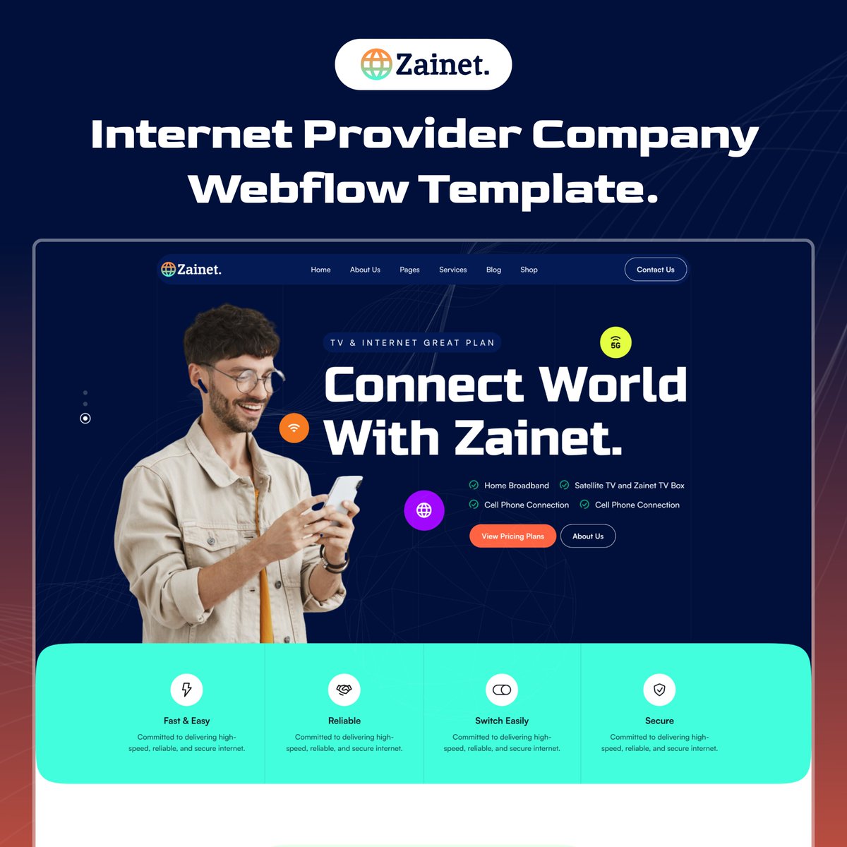 flowzaiofficial's tweet image. Internet Provider @webflow Template
Zainet Template is the ultimate solution for internet providers, designed to elevate your online presence and seamlessly connect with customers.
#Webflowtempalte #InternetProviderWebsiteTemplate
#NoCodeDevelopment