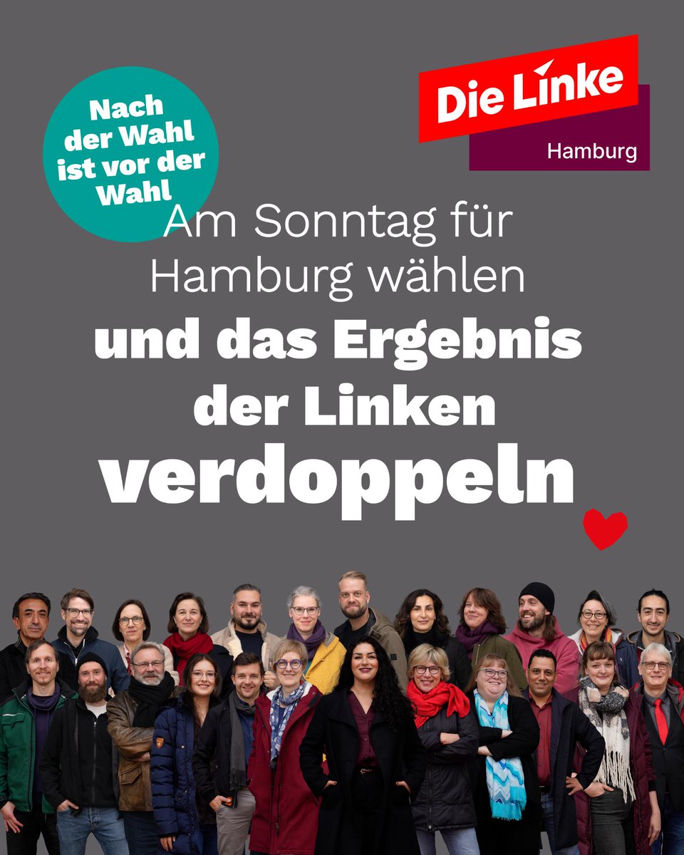 Deine Stimme für soziale Politik und Antifaschismus im Hamburger Rathaus: Heute mit allen Stimmen <a href="/DieLinke_HH/">DIE LINKE. Hamburg</a> wählen! 🗳️