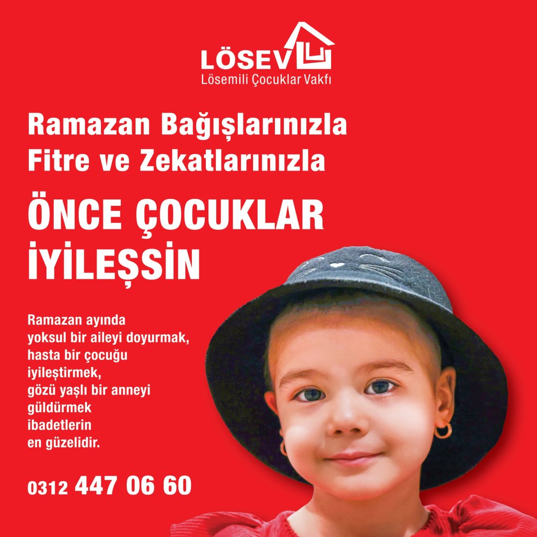 #Ramazan Bağışlarınızla
Fitre ve Zekatlarınızla
#ÖnceÇocuklarİyileşsin❤️

📲 Banka şubeleri ve mobil bankacılık ➡️ LÖSEV bağış
🌐 losev.org.tr/ramazan
📨 FİTRE yaz 1998'e gönder (180 TL)
☎️ 0312 447 06 60