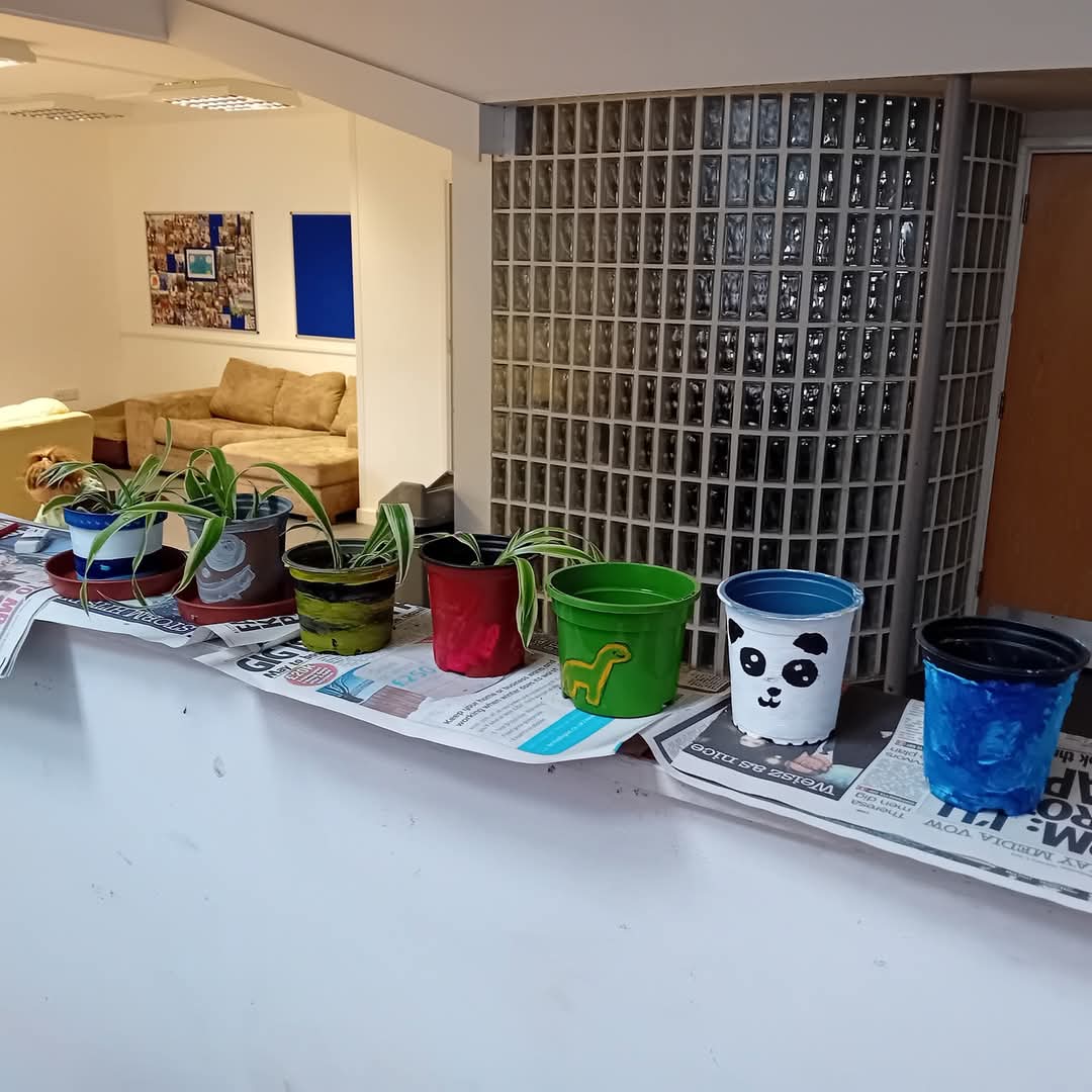 MY TIME PROJECT for young carers had a busy half term with creative eco art.

Sock bunnys, Tote bags, scrunchies, arm warmers, cuddly toy outfits &amp; decorated plant pots.

Special thanks to @connectmejsy as their funding has allowed us to purchase a sewing machine.