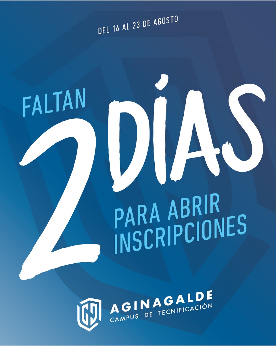 ⏰ ¡Un día menos de esta cuenta atrás!

¿Estáis listos? ¡Faltan 2️⃣ días para abrir las inscripciones!

🤩 ¡Estamos deseando vivir un nuevo verano con vosotros!

#CampusAginagalde #VIIEdición #CuentaAtrás