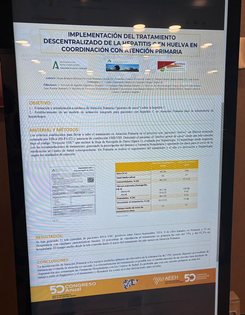 Hemos estado en #50congresoAEEH👩🏻‍⚕️👩‍⚕️👨🏻‍⚕️. Aprendiendo,aportando y colaborando en actualizaciones científicas y en materia de investigación/innovación🔬.Participando activamente para ofrecer la mejor atención a nuestros pacientes con enfermedades hepáticas. 🩺 💊⚕️🏥
