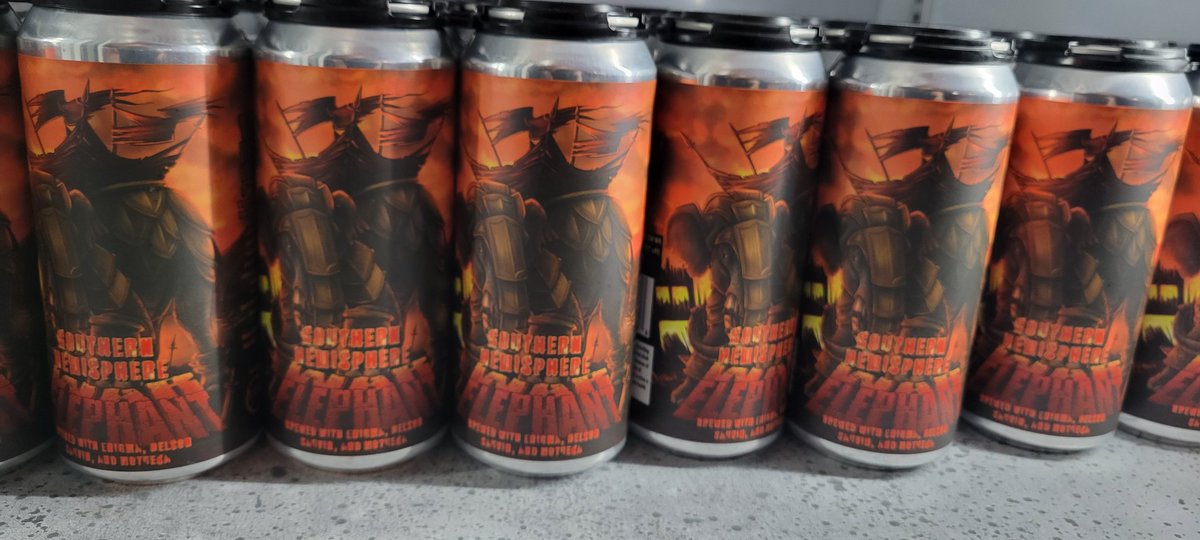Southern Hemisphere War Elephant is almost gone! We are open today 12-6pm for you to grab some of the last cans. Luna's Cocina is here cooking at 1pm.

🎶We also have the Bunker Boys playing today! Come catch some bluegrass at 3pm. Bring your MMM cards and get them stamped