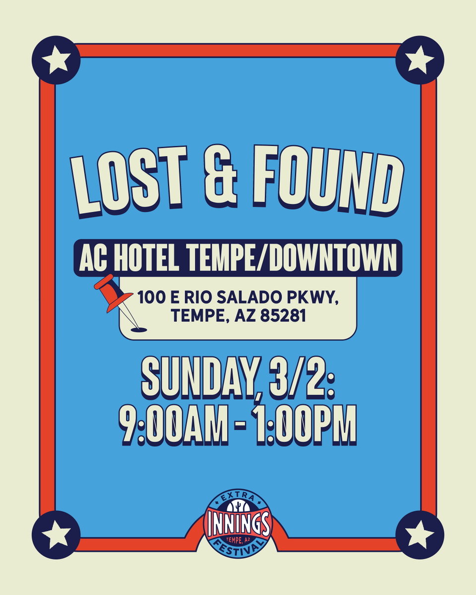 Lose something at the fest? Head over to Lost &amp; Found at AC Hotel Tempe to find it! 🔍 Please don't contact the hotel — use the Lost &amp; Found link to search for your items.
