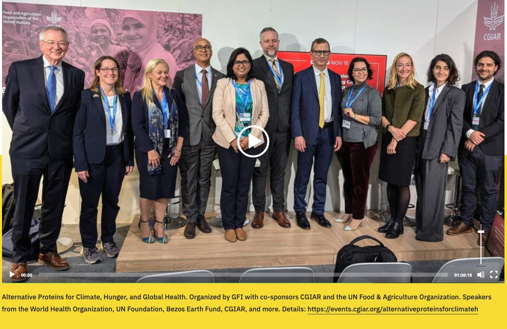 Bruce Friedrich 🔸 (@brucegfriedrich) on Twitter photo 🔥 ICYMI, my favorite event of 2024 - from the <a href="/FAO/">Food and Agriculture Organization</a>/<a href="/CGIAR/">CGIAR</a> pavilion at COP: welcome from Sir <a href="/DrAndrewSteer/">Andrew Steer</a>, CEO of <a href="/BezosEarthFund/">Bezos Earth Fund</a>; closing from Dr. <a href="/IsmahaneElouafi/">Ismahane Elouafi</a> (<a href="/CGIAR_EMD/">Ismahane Elouafi</a>), head of <a href="/CGIAR/">CGIAR</a>; two inspiring panels in between.
Details + full participant list: 🔥 ICYMI, my favorite event of 2024 - from the <a href="/FAO/">Food and Agriculture Organization</a>/<a href="/CGIAR/">CGIAR</a> pavilion at COP: welcome from Sir <a href="/DrAndrewSteer/">Andrew Steer</a>, CEO of <a href="/BezosEarthFund/">Bezos Earth Fund</a>; closing from Dr. <a href="/IsmahaneElouafi/">Ismahane Elouafi</a> (<a href="/CGIAR_EMD/">Ismahane Elouafi</a>), head of <a href="/CGIAR/">CGIAR</a>; two inspiring panels in between.
Details + full participant list: