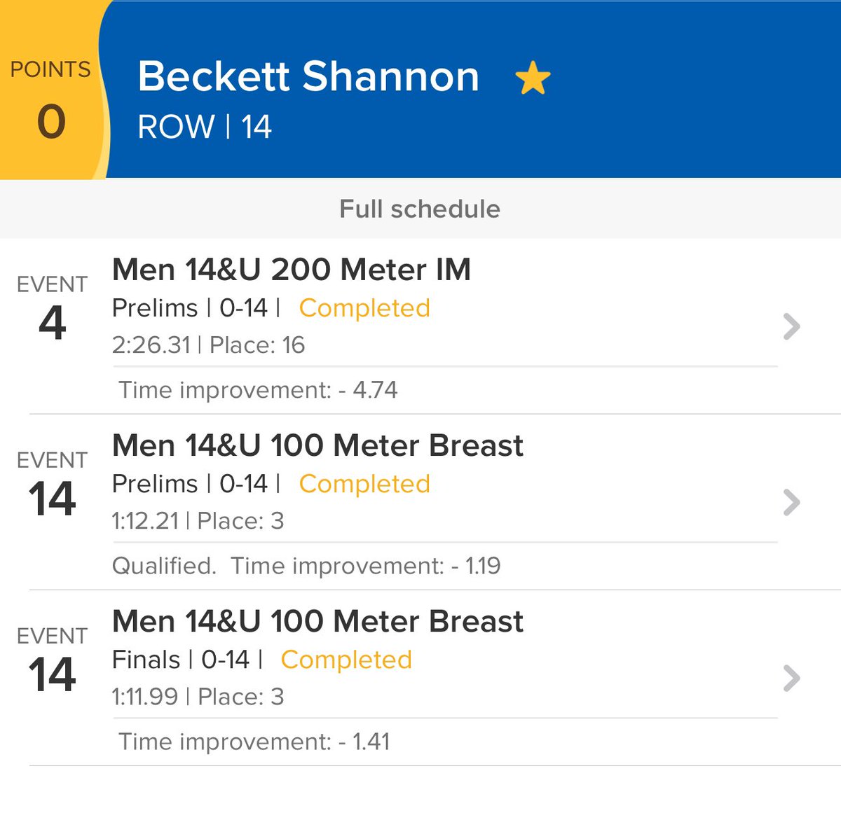 OAG update! Beckett S. - Bronze and new club record! Well done!! #rowswimclub #rowswimming