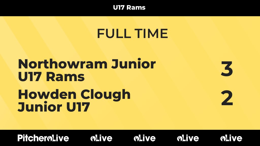 FULL TIME: Northowram Junior U17 Rams 3 - 2 Howden Clough Junior U17
#NORHOW #Pitchero
njfc.co.uk/teams/14549/ma…