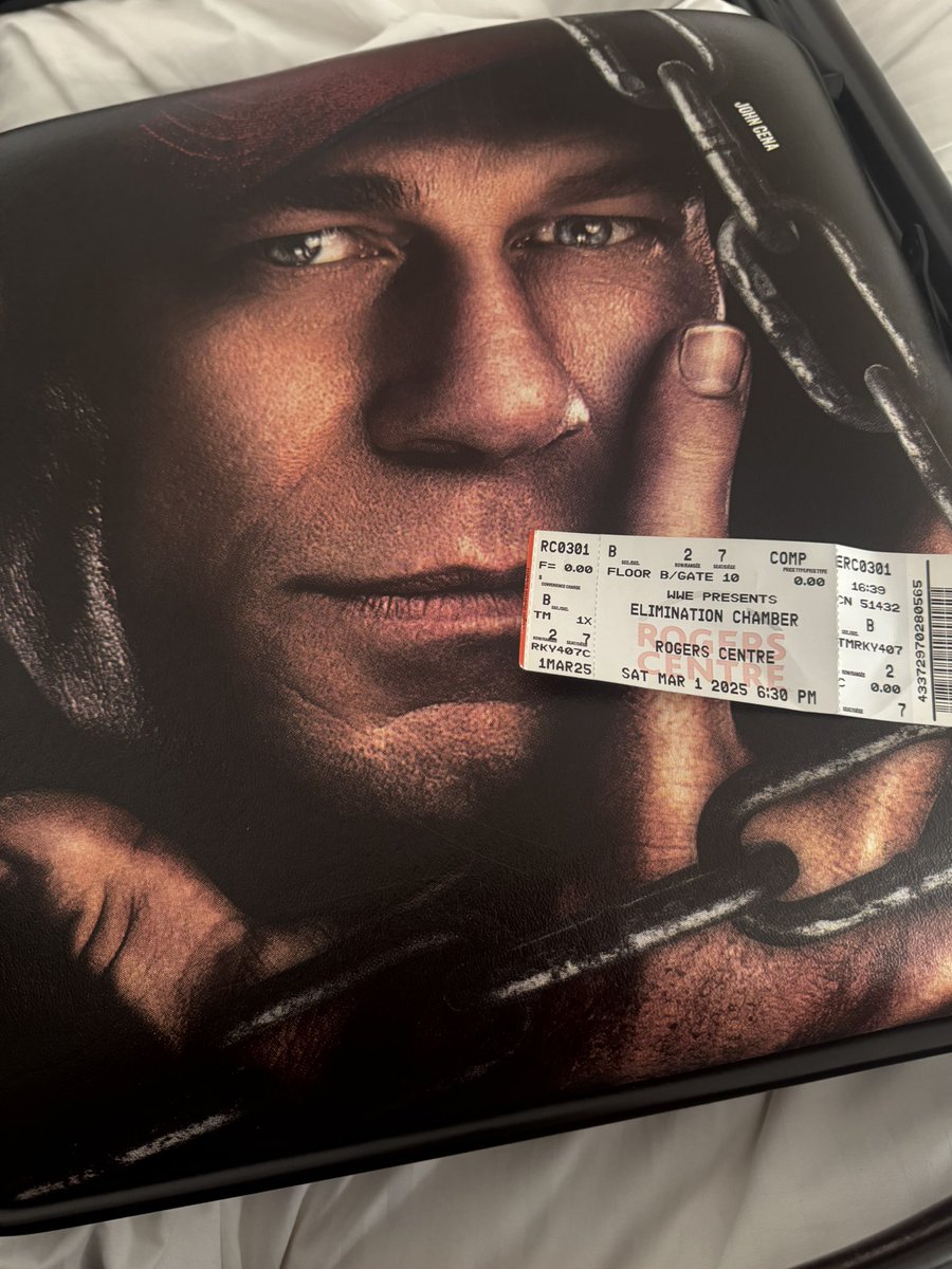 MrSantiZap's tweet photo. Selling a piece of history. My commemorative chair and ticket stub from the night John Cena turned heel.

I’ll start the bidding at 30 souls. https://t.co/Xm9DQLNj86