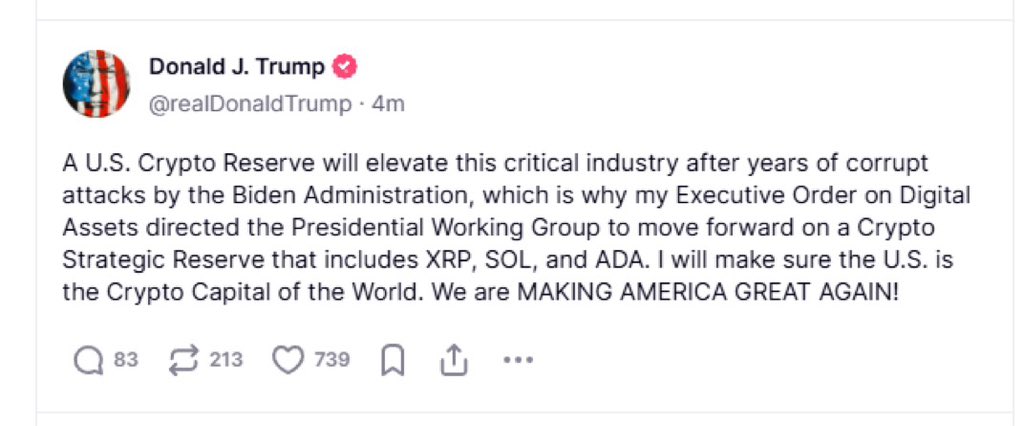 TapTools's tweet image. JUST IN: CARDANO $ADA STRATEGIC RESERVE