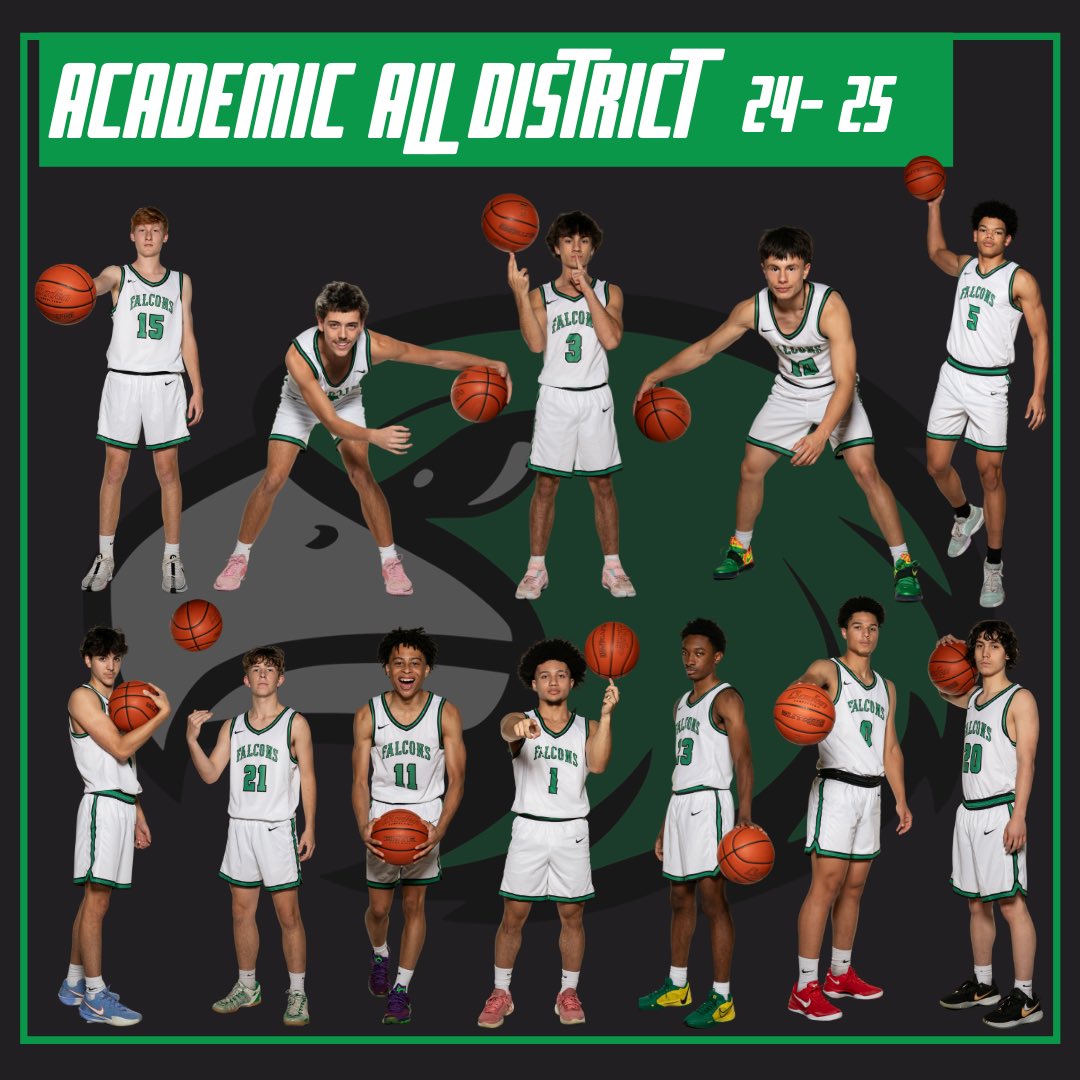 24-25 Academic All District - Congratulations to these Falcon players for their great success in the classroom.