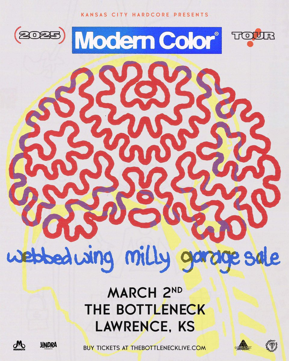 The Bottleneck (@thebottleneck) on Twitter photo TONIGHT! <a href="/kansascityhc/">Kansas City Hardcore</a> Presents: <a href="/MODERNCOLORband/">MODERN COLOR</a> at The Bottleneck with special guests <a href="/webbedwing/">Webbed Wing</a> <a href="/millymusicgroup/">millyleband</a> and Garage Sale
<a href="/shuttlecockmag/">Shuttlecock</a>
All Ages // Doors at 7pm
🎟️ Tickets at thebottlenecklive.com TONIGHT! <a href="/kansascityhc/">Kansas City Hardcore</a> Presents: <a href="/MODERNCOLORband/">MODERN COLOR</a> at The Bottleneck with special guests <a href="/webbedwing/">Webbed Wing</a> <a href="/millymusicgroup/">millyleband</a> and Garage Sale
<a href="/shuttlecockmag/">Shuttlecock</a>
All Ages // Doors at 7pm
🎟️ Tickets at thebottlenecklive.com