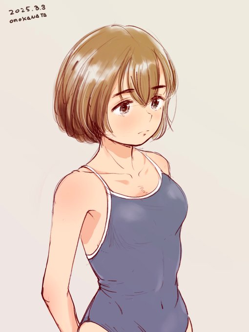 漫画の息抜きに落書きスク水。 