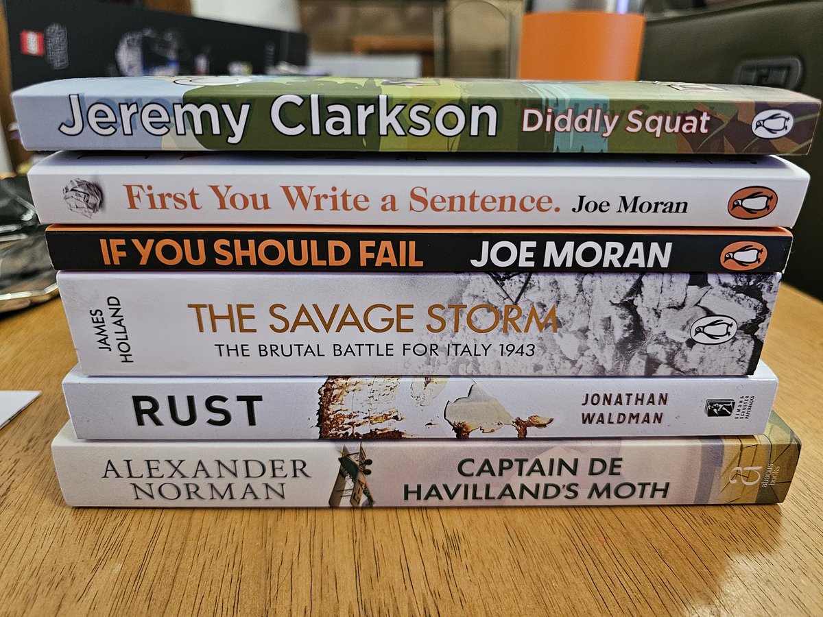 Andy Wright - Aircrew Book Review (@aircrewbookrevu) on Twitter photo My daughter and I did our first mid-term book-hunting trip today, a new tradition we are starting. This was my haul, although I had preordered the Morans.
Thanks for Clarkson's Farm, <a href="/JeremyClarkson/">Jeremy Clarkson</a>. Thanks for getting another Italian war title into the mainstream, <a href="/James1940/">James Holland</a>. My daughter and I did our first mid-term book-hunting trip today, a new tradition we are starting. This was my haul, although I had preordered the Morans.
Thanks for Clarkson's Farm, <a href="/JeremyClarkson/">Jeremy Clarkson</a>. Thanks for getting another Italian war title into the mainstream, <a href="/James1940/">James Holland</a>.
