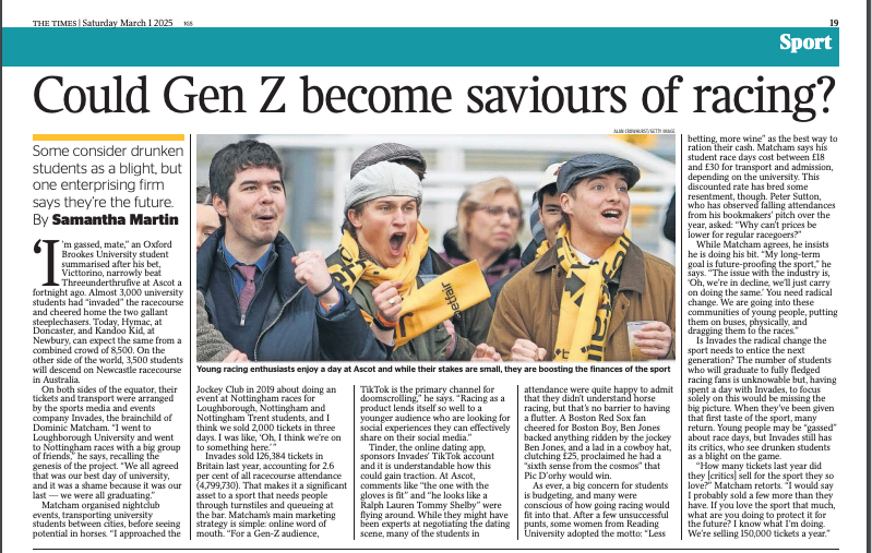 tonypaley's tweet photo. Dominic Matcham (right) of Invades was on @LuckOnSunday ... and here's @sam_angelina22 piece in the Times yesterday on the phenomenon https://t.co/aCifkLIhIV