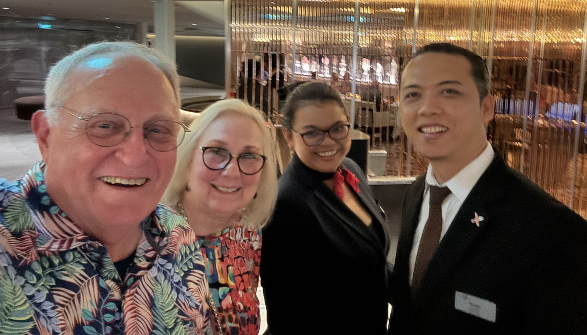 pwheel11's tweet photo. @celebritycruise stellar staff of the @celebrityedge Normandie Restaurant Hostess Anastasia and Sommelier Surya https://t.co/jC0FBY3gFx