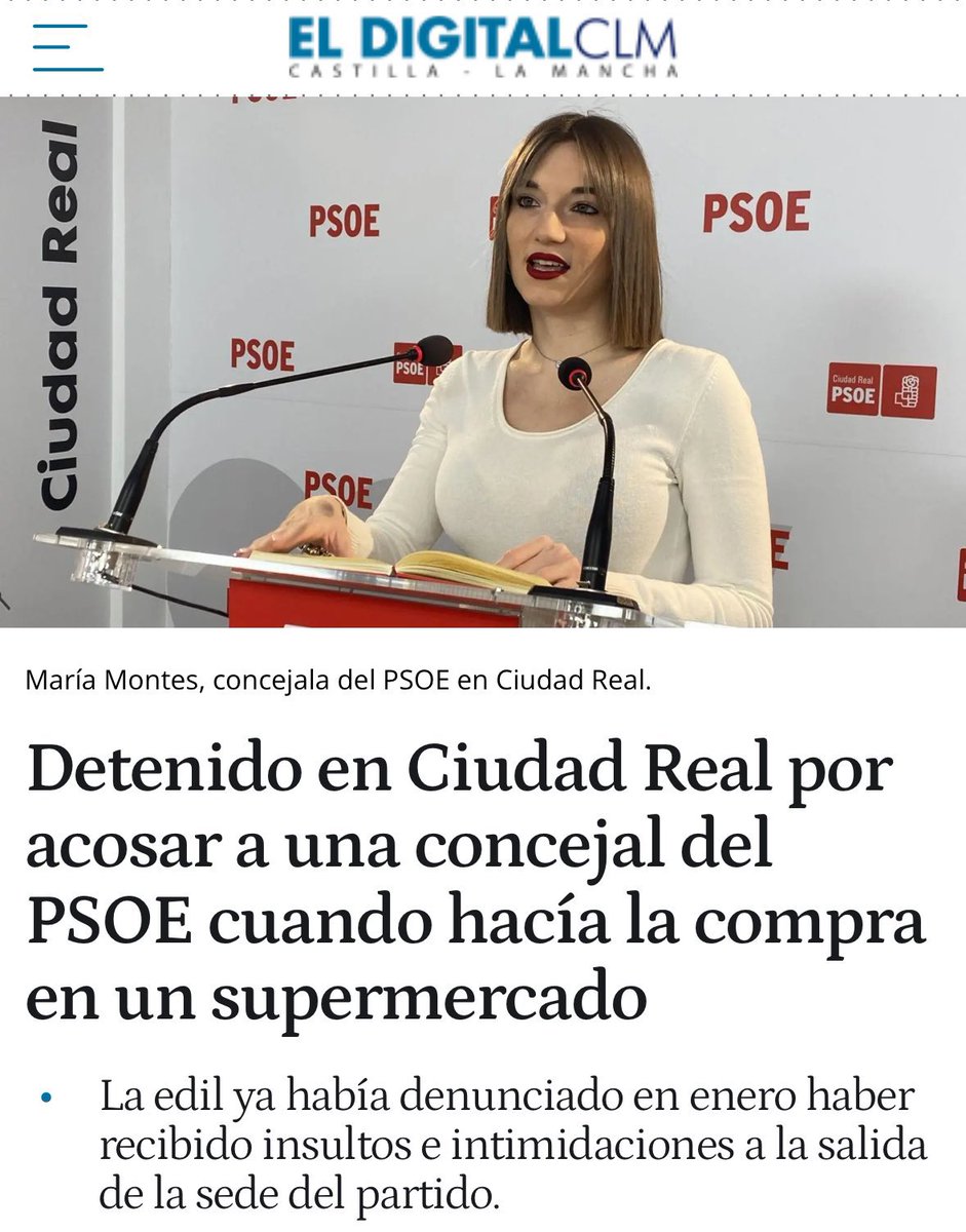 😡 Desde <a href="/jspcr/">JSPCR</a> condenamos el acoso a María Montes, nuestra Secretaria General y concejala del PSOE en el Ayto. de Ciudad Real. Estos actos son inaceptables. ¡Exijamos respeto y democracia sin odio! 𝗡𝗢 nos van a parar. ✊🌹