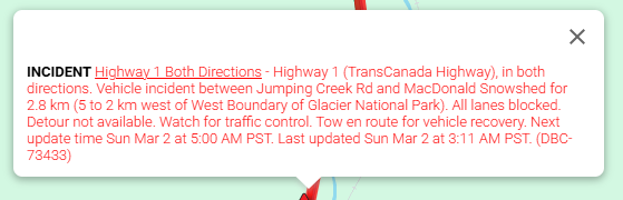 MVI Trans Canada East of Revelstoke. Road CLOSED