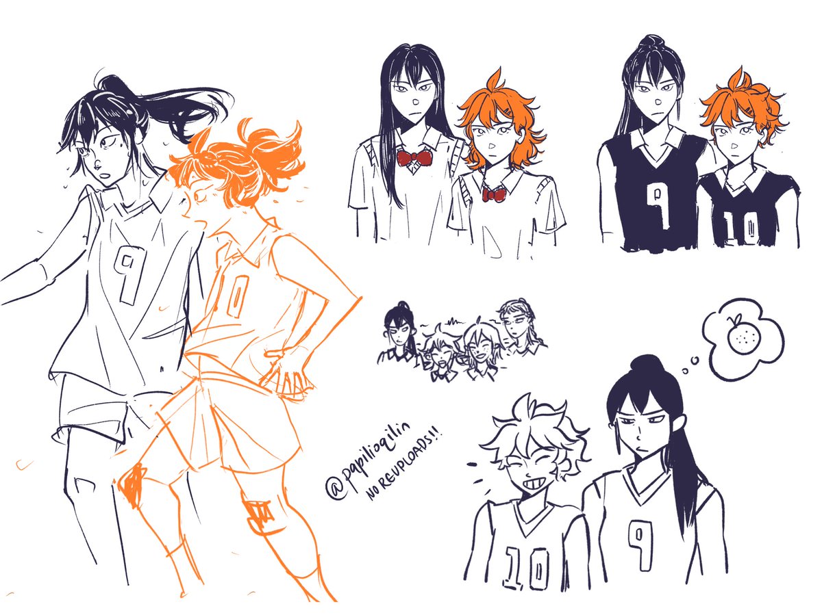 fem #kagehina sketches bcs LIFE IS WORTH LIVING!!!!!!