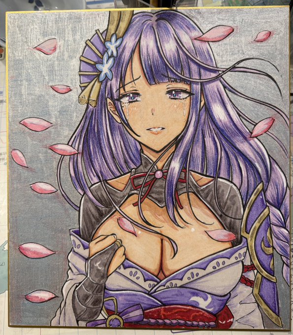 アナログ色紙✨影ちゃんできた💜 