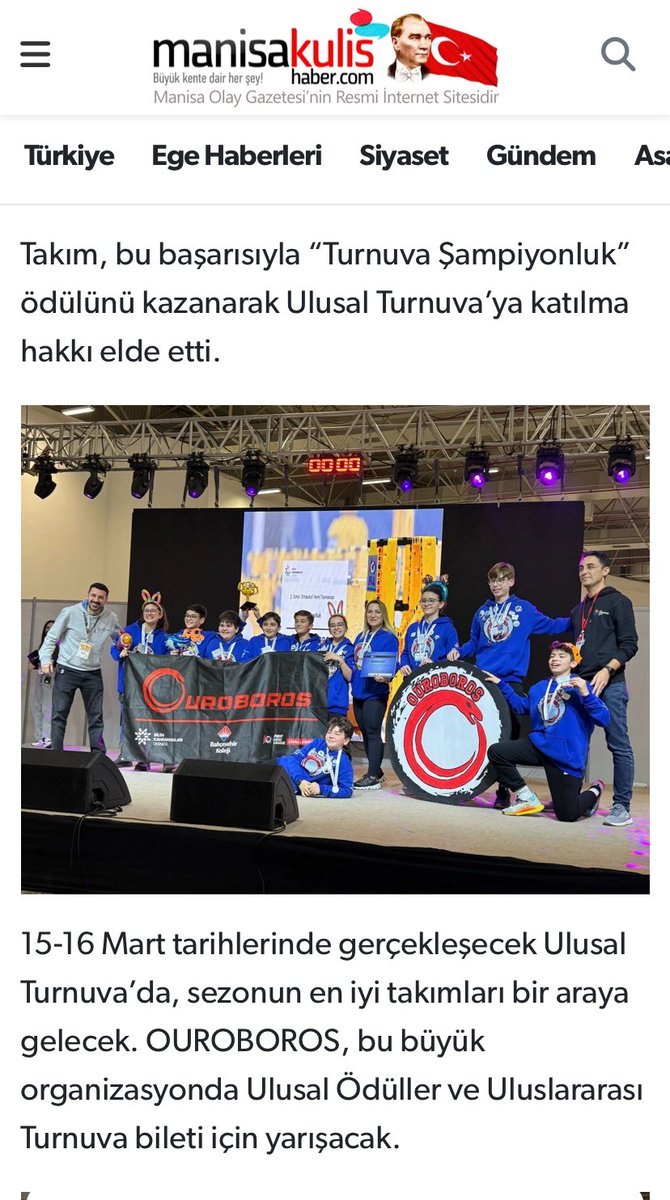 Manisa Bahçeşehir Koleji Ortaokul Robotik Takımı,kazandıkları şampiyonlukla Manisa basınında yankı uyandırdı! 📰📸

Teknik bilgi, yaratıcılık ve takım ruhuyla fark yaratan takım, şimdi “Ulusal Turnuva’yı” bekliyor. 🏆🥇
@dagozlem 
<a href="/fatlihann/">Fırat atlıhan</a> 
<a href="/barisszgn/">Barış SEZGİN</a> 
<a href="/ozgeeasln/">Özge ASLAN</a>
<a href="/nurdanzorer/">Nurdan Gundogdu</a>