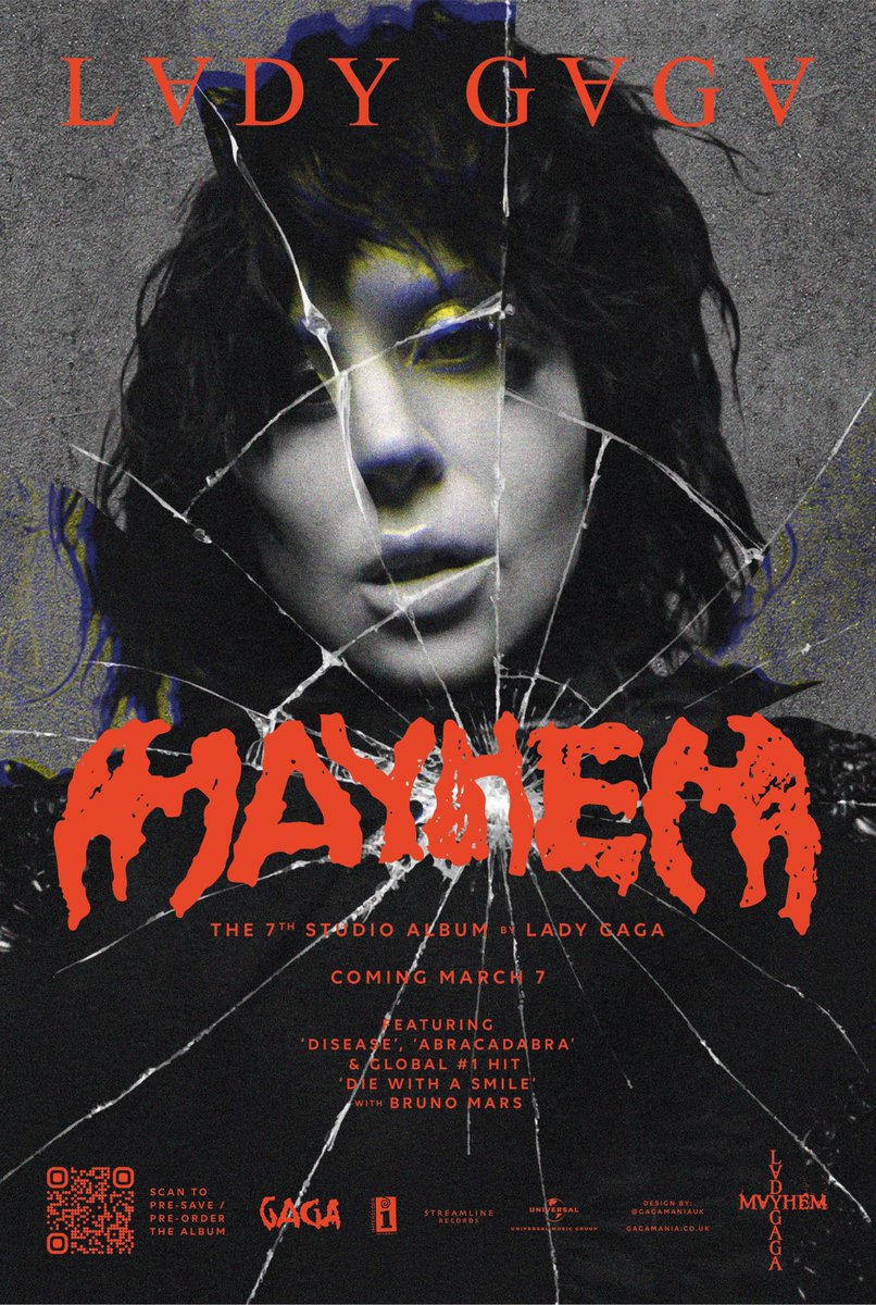 GagaManiaUK's tweet image. MAYHEM is less than 5 days away... 🔥

What do you think your favourite track will be?

// Alternative cracked mirror designs for #ProjectMayhem #MAYHEM