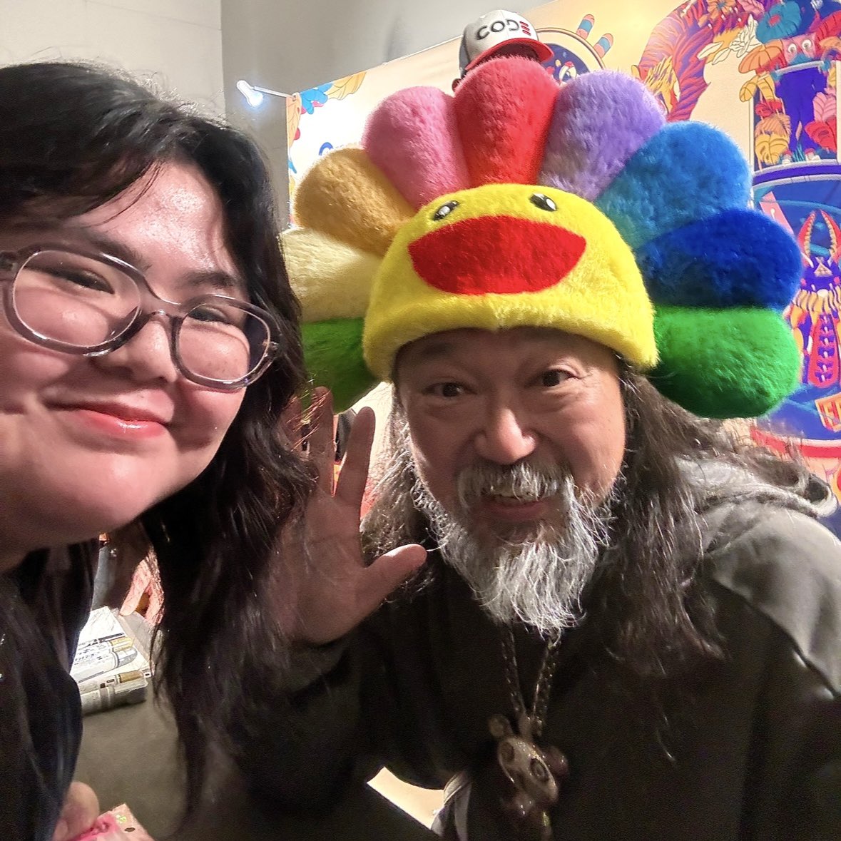 we_are_moody's tweet photo. i ❤️ graphika !!!! the moody room illustration is featured on page 113 of this year's book :-) + met takashi murakami (one of my biggest inspirations!!) and got to give him my kool bratzy keychain with some stickers! https://t.co/RowIpmfsjj