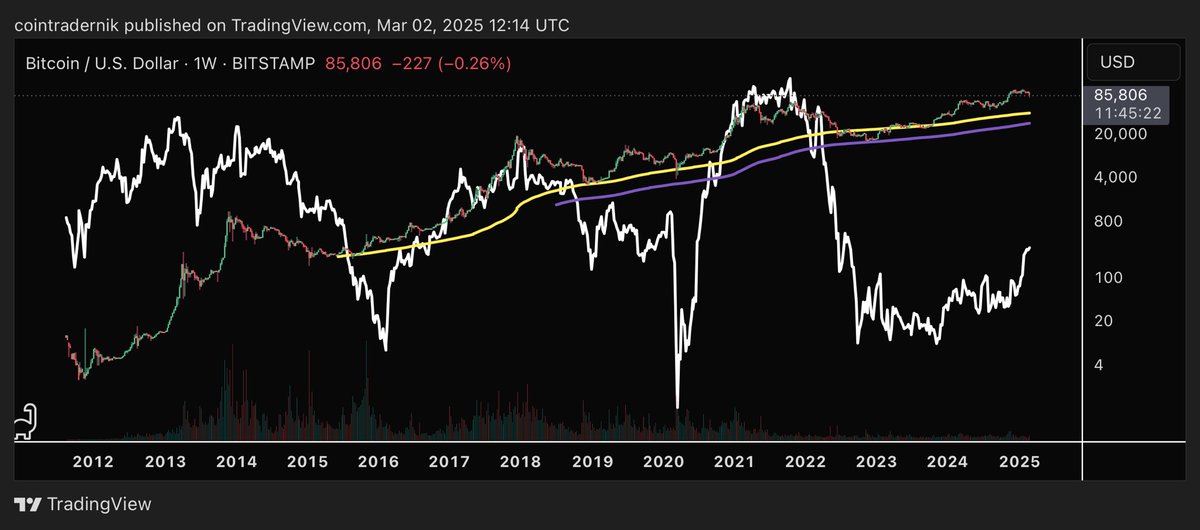 cointradernik's tweet image. The $92k range breakdown is either a massive opportunity to capitalise on a dislocation between price &amp;amp; ‘the big picture’ or it’s truly different this time and Bitcoin is now less correlated to forward-looking macro than ever (despite evidently growing *more* correlated as it has…