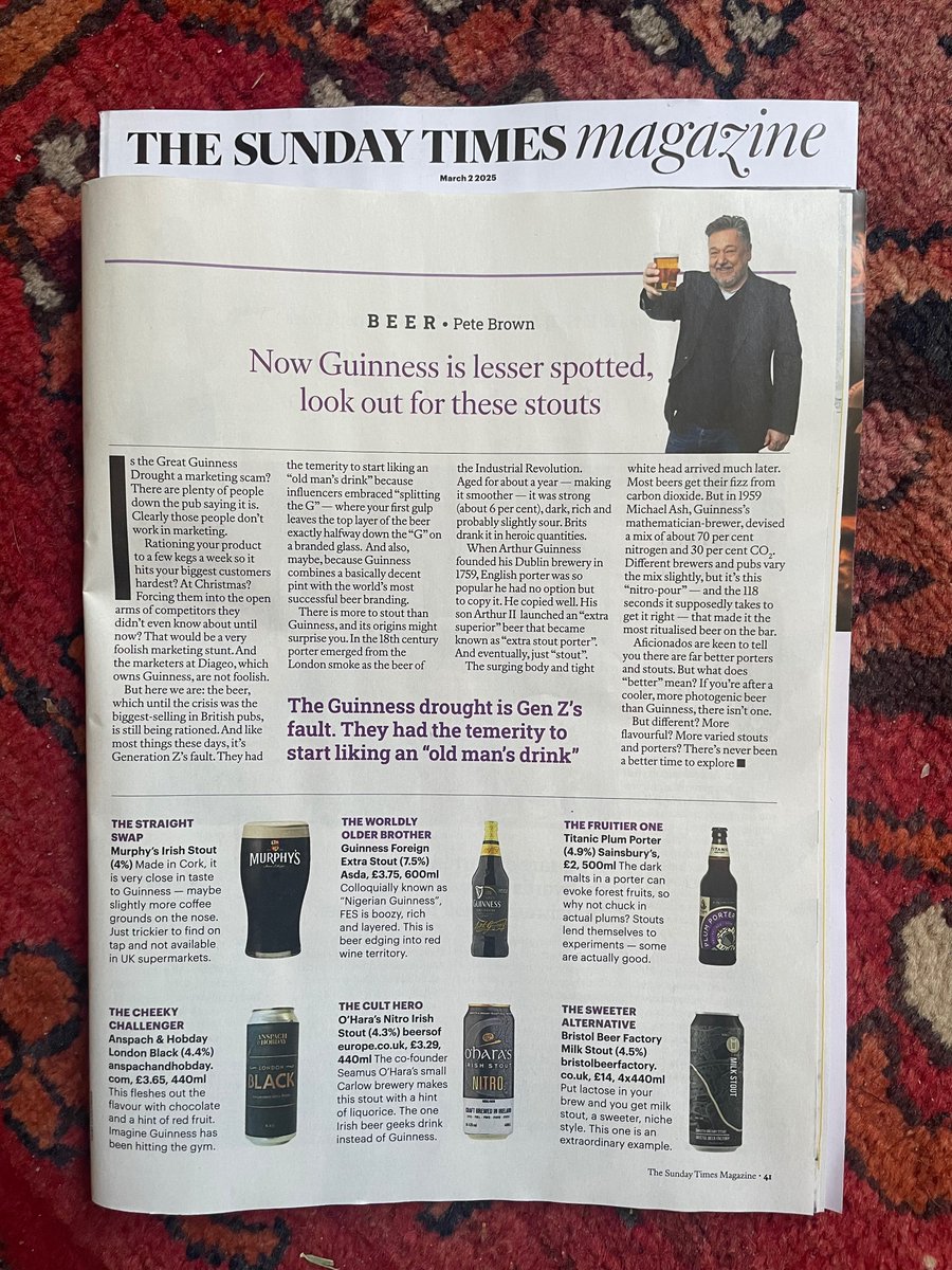 Pete Brown (@petebrownbeer) on Twitter photo Today’s <a href="/thetimes/">The Times and The Sunday Times</a> column is on what to drink if you’re looking for Guinness but can't find any. I have, of course, already been told that I am wrong.
thetimes.com/article/ee55da… Today’s <a href="/thetimes/">The Times and The Sunday Times</a> column is on what to drink if you’re looking for Guinness but can't find any. I have, of course, already been told that I am wrong.
thetimes.com/article/ee55da…