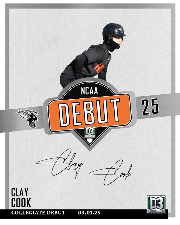 A special moment for Clay Cook. 🐝

Cook’s collegiate baseball debut is in the books! ⚾️

#d3baseball