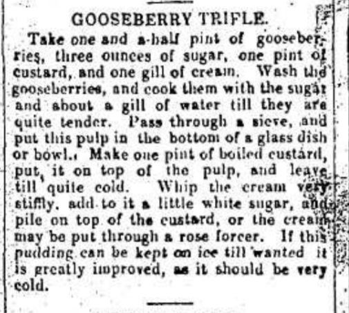 Unknown Local Irish History (@irishlocal62911) on Twitter photo Kerry News, Monday, August 02, 1920
105-year-old recipe for Gooseberry Trifle
#Ireland #Kerry #Cork #Galway #Limerick #Dublin #Kildare #Tipperary #Waterford #Wexford #Wicklow
<a href="/Cfulvio/">Catherine Fulvio</a> <a href="/BallymaloeCS/">Ballymaloe Cookery</a> <a href="/nevenmaguire/">Neven Maguire</a> <a href="/CorrigansFood/">Richard Corrigan</a> <a href="/mistereatgalway/">Dr. Jp McMahon</a> Kerry News, Monday, August 02, 1920
105-year-old recipe for Gooseberry Trifle
#Ireland #Kerry #Cork #Galway #Limerick #Dublin #Kildare #Tipperary #Waterford #Wexford #Wicklow
<a href="/Cfulvio/">Catherine Fulvio</a> <a href="/BallymaloeCS/">Ballymaloe Cookery</a> <a href="/nevenmaguire/">Neven Maguire</a> <a href="/CorrigansFood/">Richard Corrigan</a> <a href="/mistereatgalway/">Dr. Jp McMahon</a>