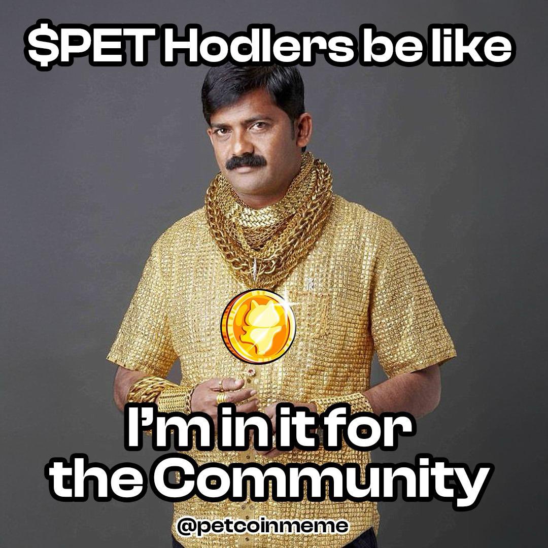 Close to 10% of $PET has been sent to HODL so far. 

Some hold for gains, $PET hodlers HODL for Community. We are different.

More information about how to join the HODL fam on our website: petcoin.meme

Join the fam on TG: t.me/pet_meme