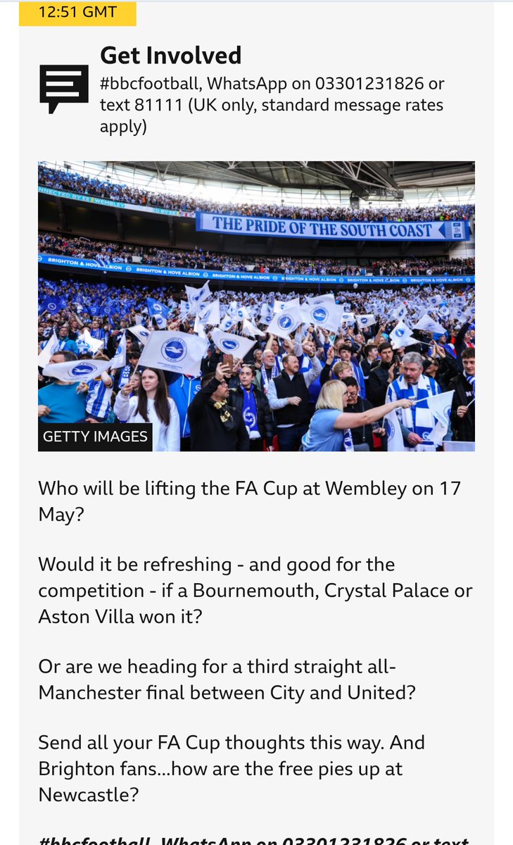Would it be refreshing if a Bournemouth, Crystal Palace or Aston Villa won it??? What would be refreshing would be for the BBC and its pundits to recognise the size and history of our club, and stop putting us in the same bracket as Bournemouth and Palace. #AVFC