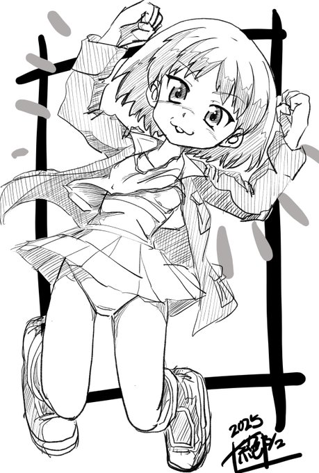 #いいねした人は私のイラストを自分の絵柄で描くそんな訳でくらげるげさんの元気いっぱいの #阪口桂利奈 ちゃんを 自分絵で描かせて頂きましたーー!元気いっぱいな桂利奈ちゃんは可愛いなぁ#ガルパン 