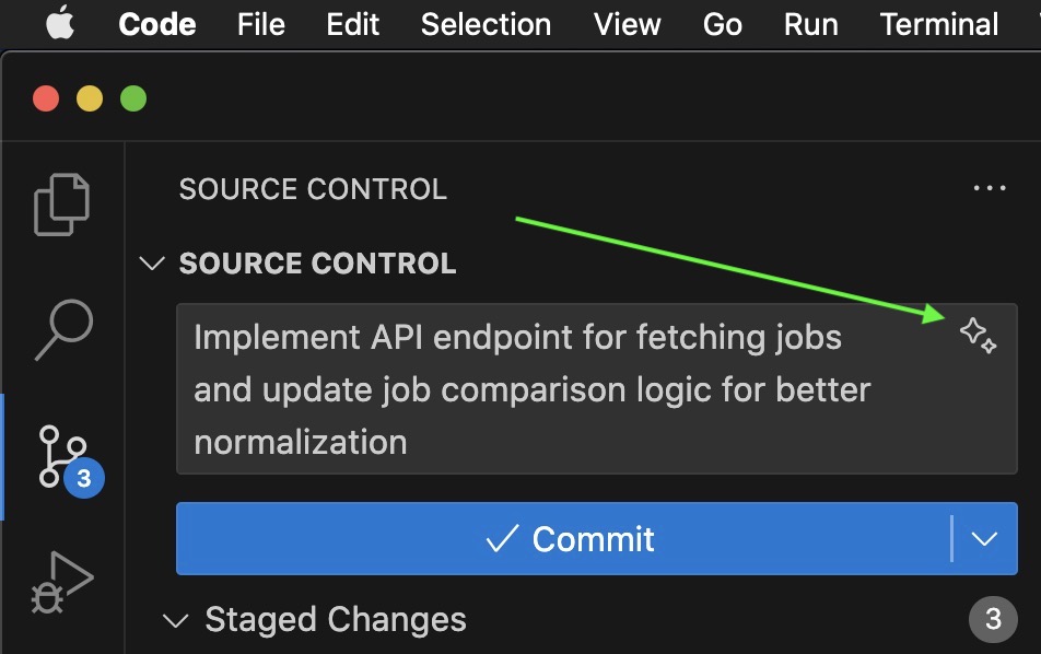 yifaneye's tweet image. I used to write commit messages—sometimes too short, missing details, or using the wrong terms. ⏩ Now, @GitHubCopilot auto-generates clear, detailed messages that improve team communication and help us understand source code changes better! It's a huge time saver! 🚀 #CodePilot
