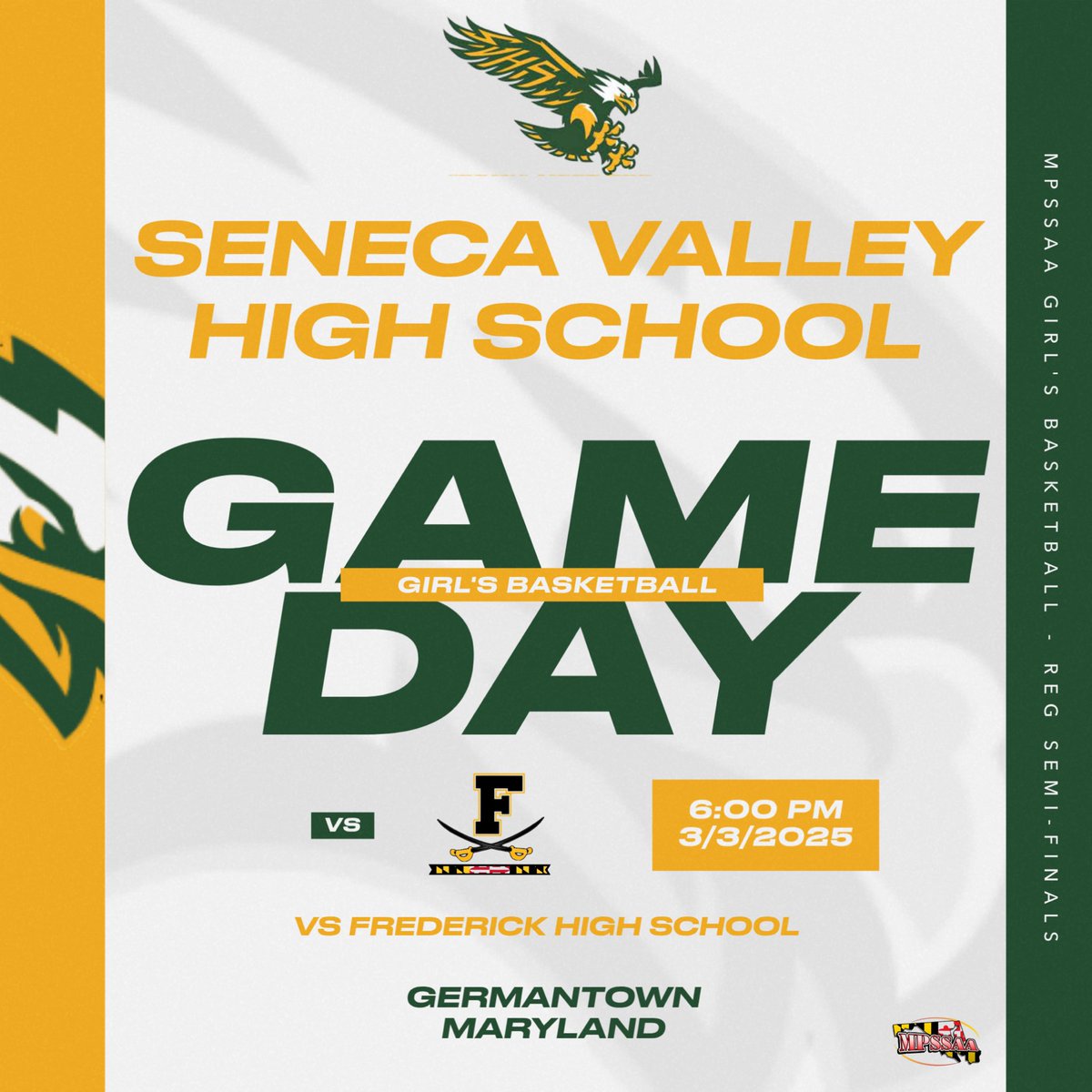 We are looking forward to hosting the Frederick Cadets in the <a href="/MPSSAA_Org/">MPSSAA</a> Regional Semifinals Round tomorrow night at 6:00 PM in Germantown. Come join the #svgbb family! 

📍 Seneca Valley HS
📅 3/3/2025
⏰ 6:00 PM