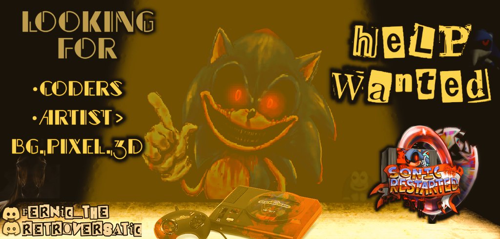 RestartedExe's tweet image. •●HELP WANTED●•
The Restartdev team needs some help!!

We are looking for:
-Coders (psych engine 6.3)
-(Bg, 3d or pixel) Artist

Dm on discord if you are interested to "fernic_the" or "retroverstatic"

@FNFnewsespanis @FNFNewsAnnounc1 @Ruisna0 #sonicexe #FNF #fnfmod