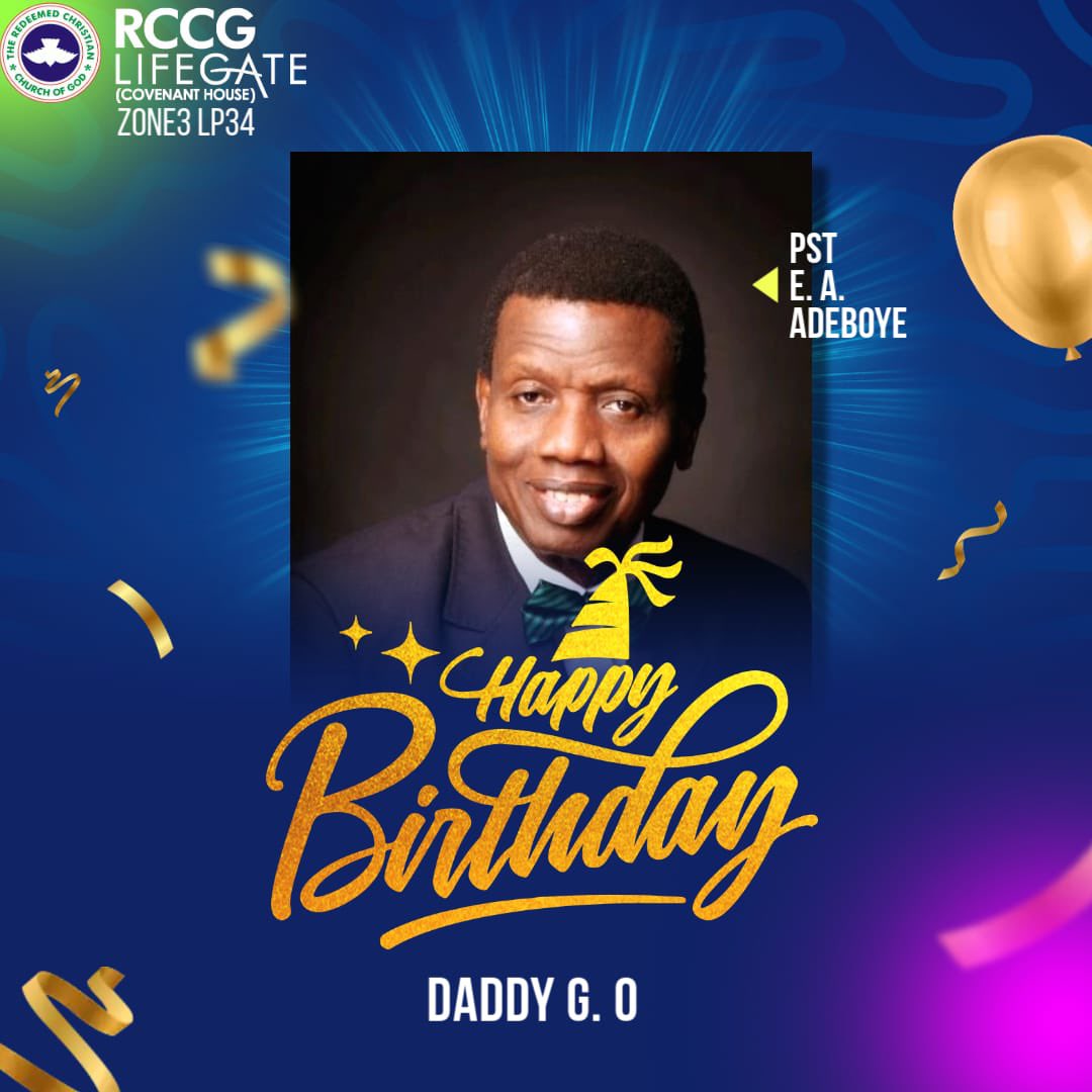 RccgLg's tweet photo. Happy Glorious Birthday to Daddy G.O, Pastor E.A. Adeboye! ๐โจ
Today, we celebrate a father to many, a vessel of honor, and a beacon of God's grace.
Happy Birthday, Daddy G.O! We love and celebrate you! ๐๐
#HappyBirthdayDaddyGO
#EAAdeboye
#HappyBirthday
#MoreGraceMoreGlory https://t.co/2fuKn5guVO