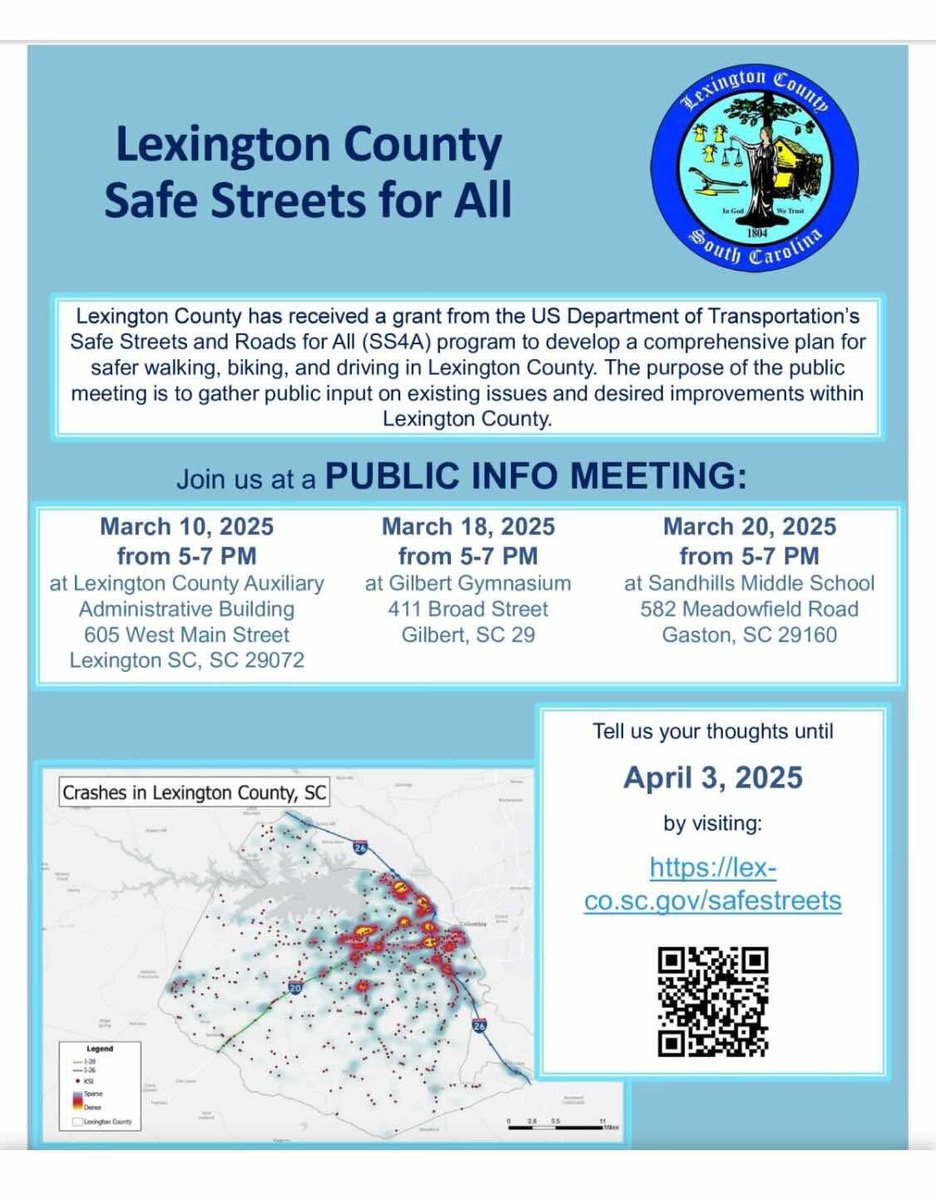 SAFE Lexington (@safelexington) on Twitter photo Exciting news from <a href="/CountyLex/">County of Lexington, SC</a>
If you advocate for safer places to run, bike, or walk, the county is asking for your input
Make your voice heard! Exciting news from <a href="/CountyLex/">County of Lexington, SC</a>
If you advocate for safer places to run, bike, or walk, the county is asking for your input
Make your voice heard!
