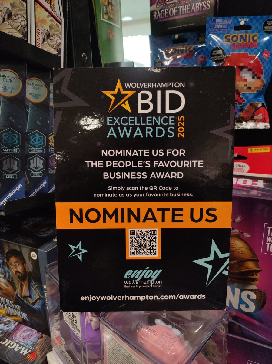Been looking for a way to show us just how much you love HMV?? Well now's your time! You can now nominate us for the people's favourite business award by following the QR code!!! 

#hmv #hmvwolves #wolverhampton #excellenceawards