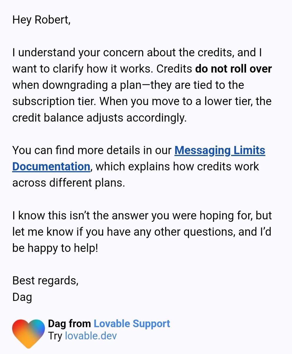 For those of you using <a href="/lovable/"></a> #lovable . You can adjust your credit usage strategy so you don't lost credits. Downgrade from your higher plans before the end of the month and ONLY UPGRADE AS NEEDED. We lose unused credits, so only pay for what you need. #hottake #Tips